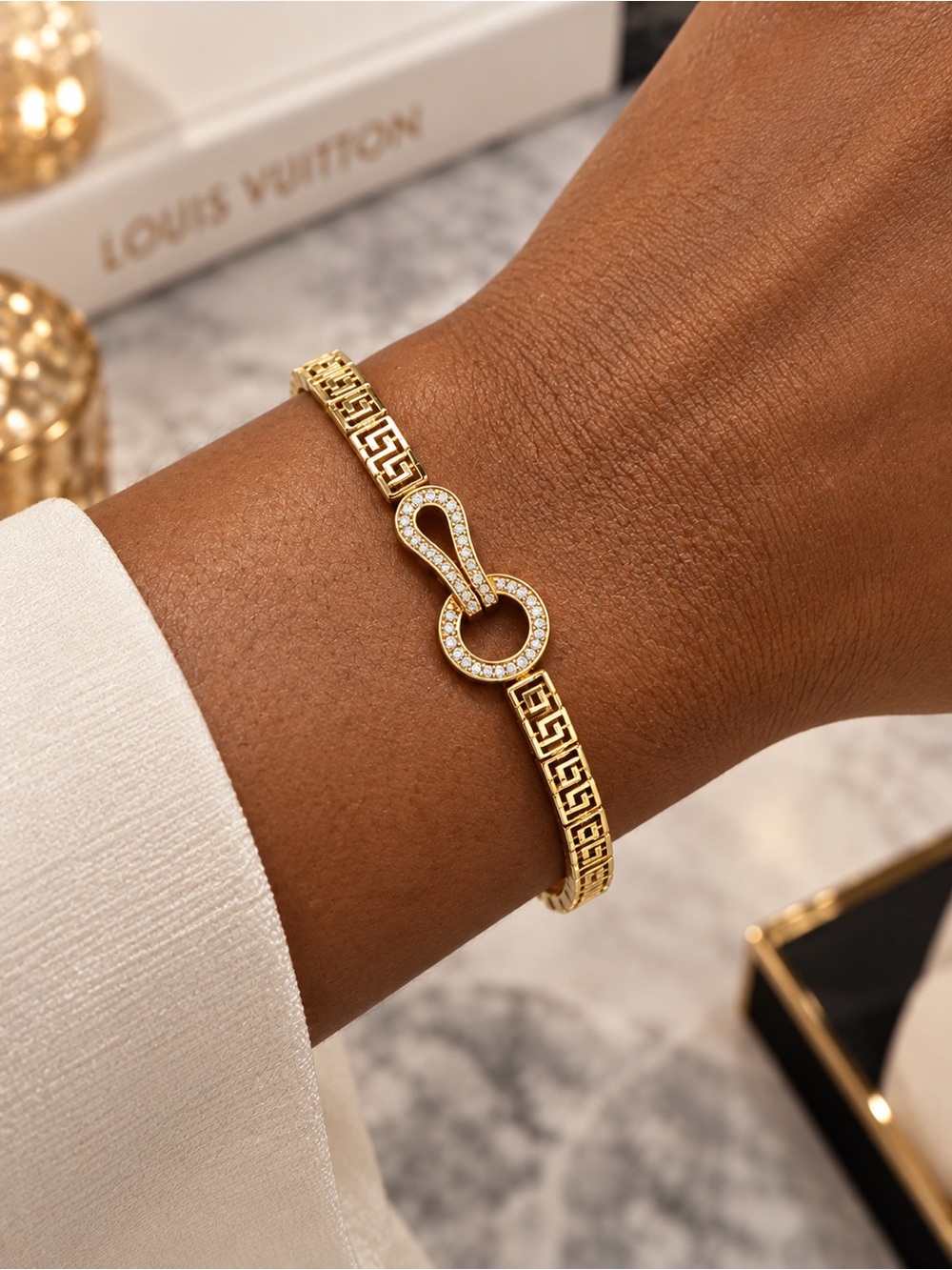 Gold Crystal Accent Link Bracelet - Women Jewelry
